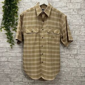 The North Face‎ button down shirt men’s size medium green checkered short sleeve